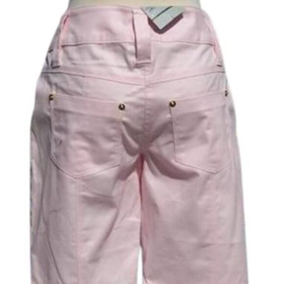 Cache Ruched Denim Jean Clam Diggers Crop Pant New Stretch Metal Buttons $88 NWT - Picture 1 of 6
